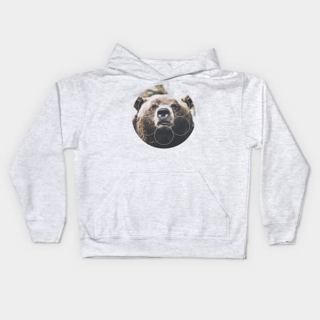 Big Bear Buddy Geometric Photography Kids Hoodie by deificusArt